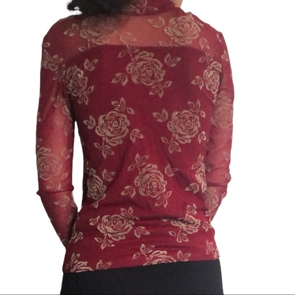 Sparkly Long-sleeve Mesh Rose top - Picture 10 of 12